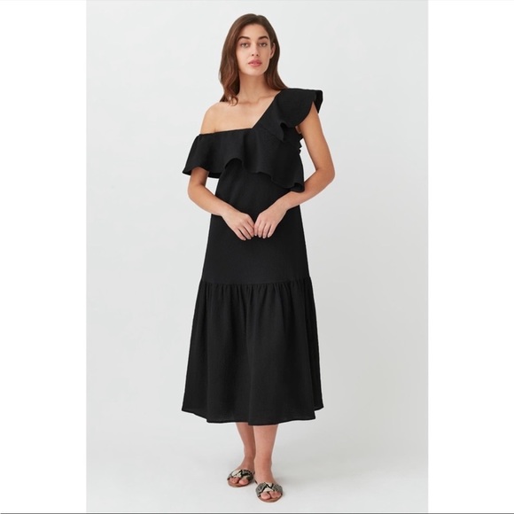 NWT Cuyana Maxi Flounce Dress - Black; size Medium - Picture 1 of 5